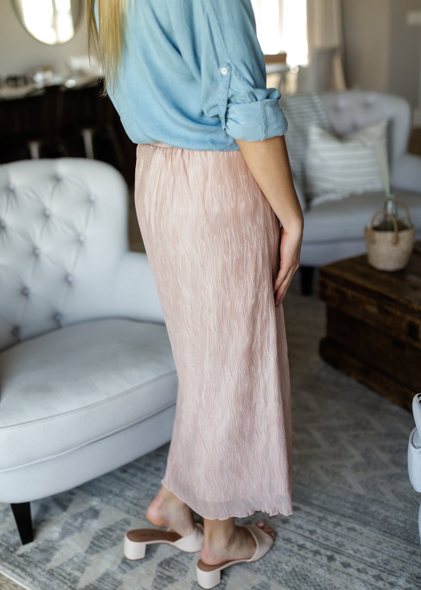 Blush Crinkled Chiffon Maxi Skirt - FINAL SALE Skirts