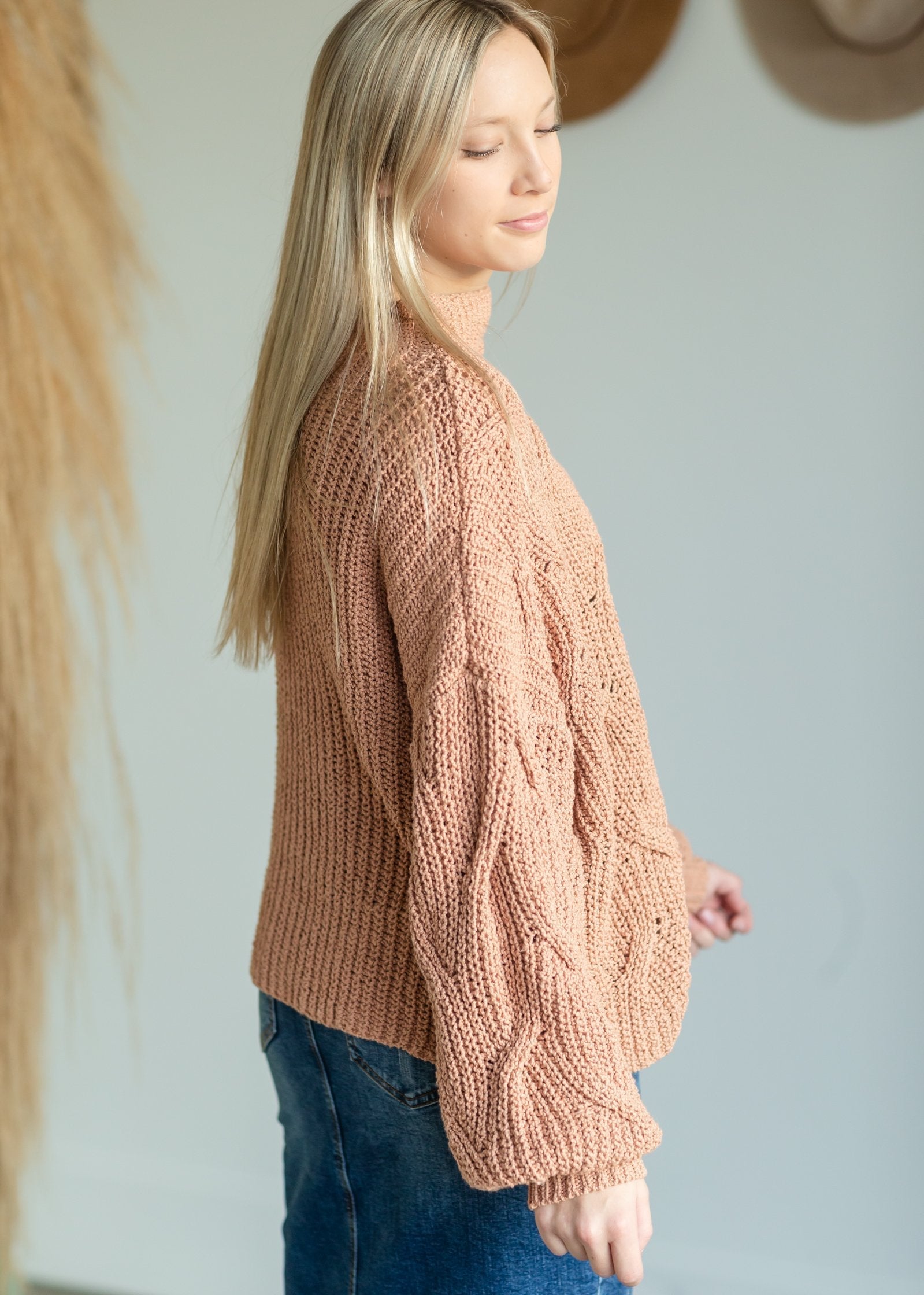 Blush Dolman Sleeve Mock Neck Sweater Tops By Together