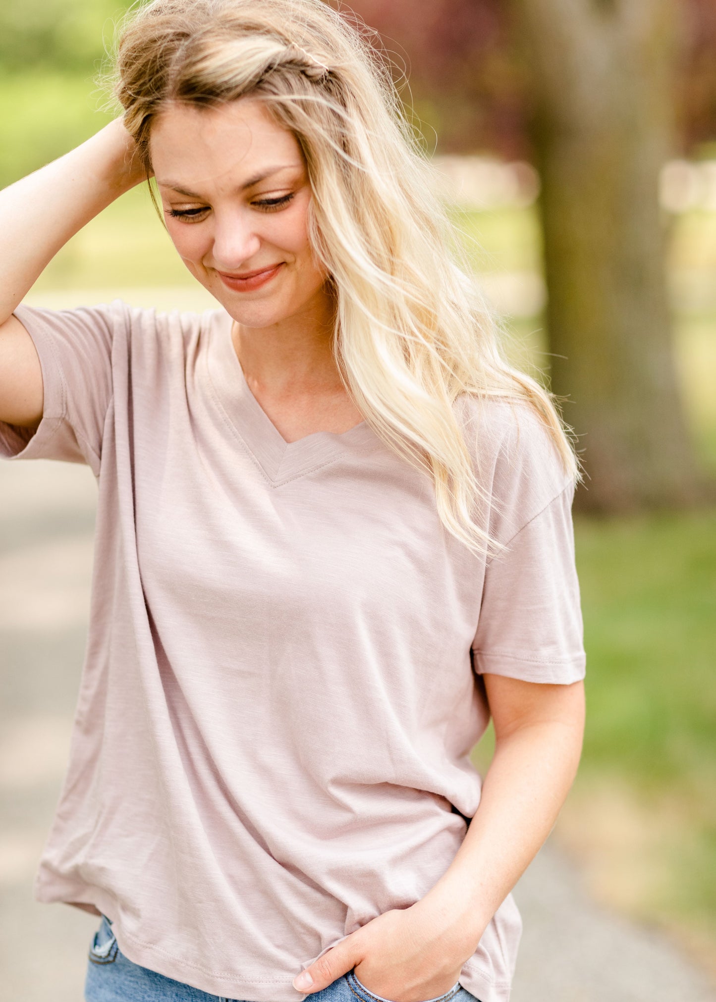 Blush Drop Shoulder Tee - FINAL SALE Tops