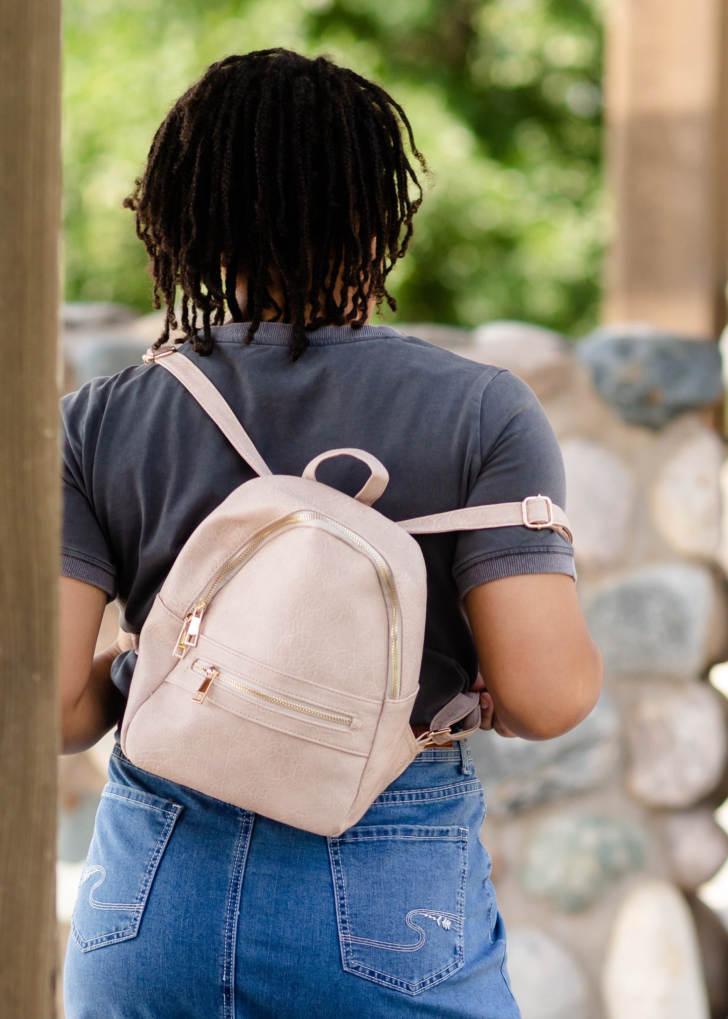 Blush Faux Leather Backpack Accessories