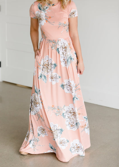 Blush Flare Floral Maxi Dress Dresses