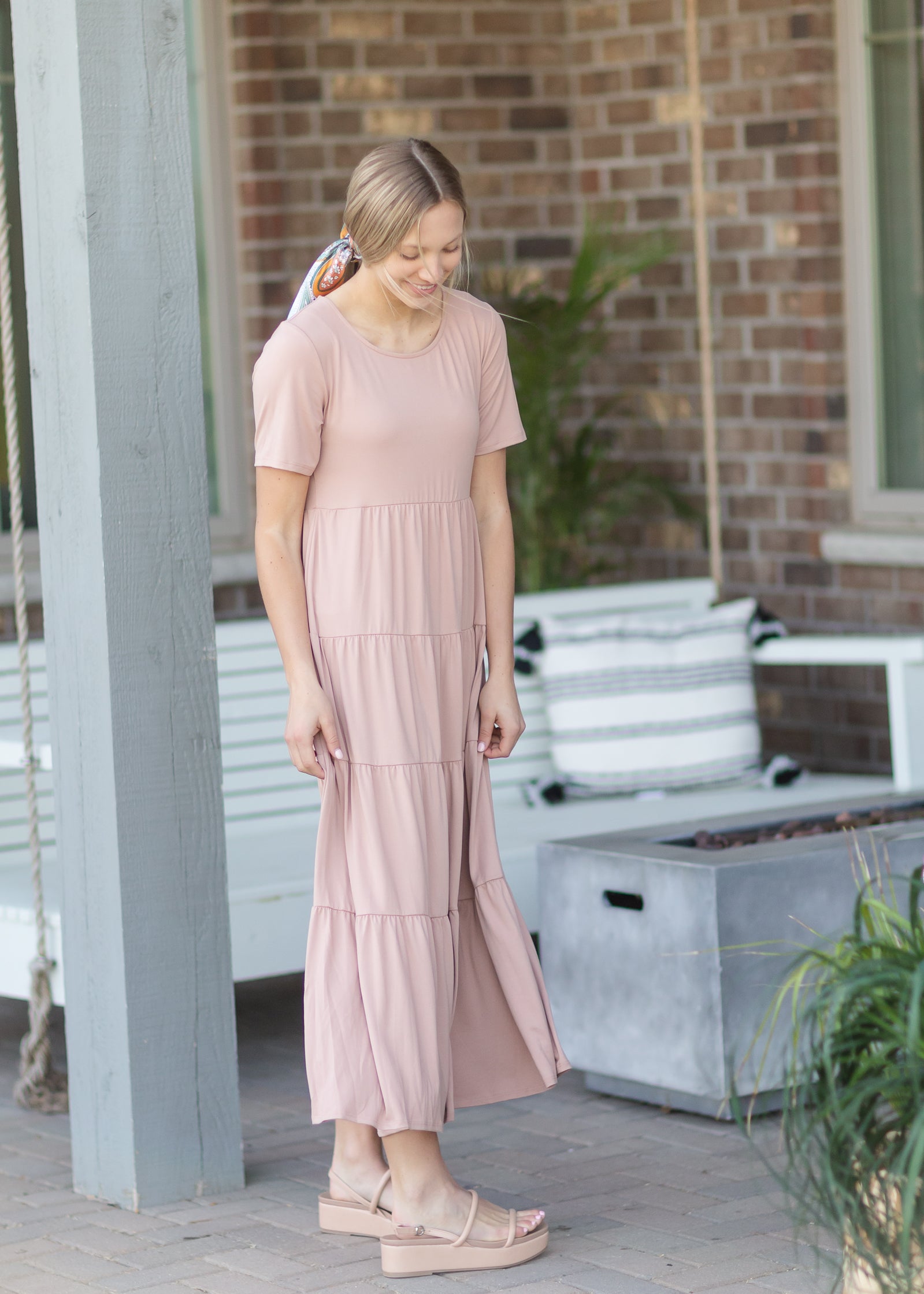 Blush Simple Tiered Maxi Dress Dresses