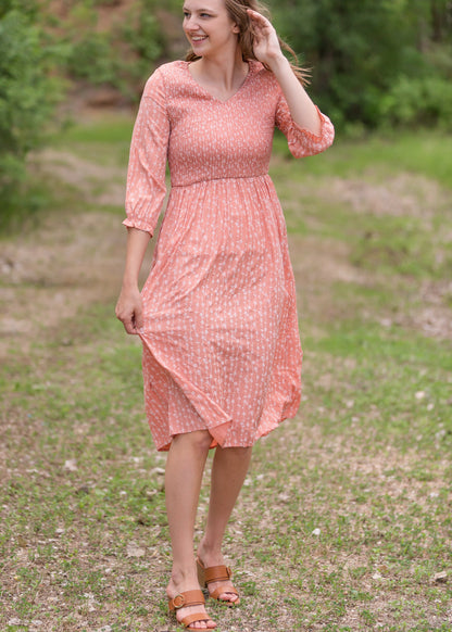 Blush Smocked Floral Flowy Midi Dress - Final Sale Dresses