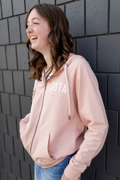 Blush Sota Zip Up Hoodie - FINAL SALE Tops