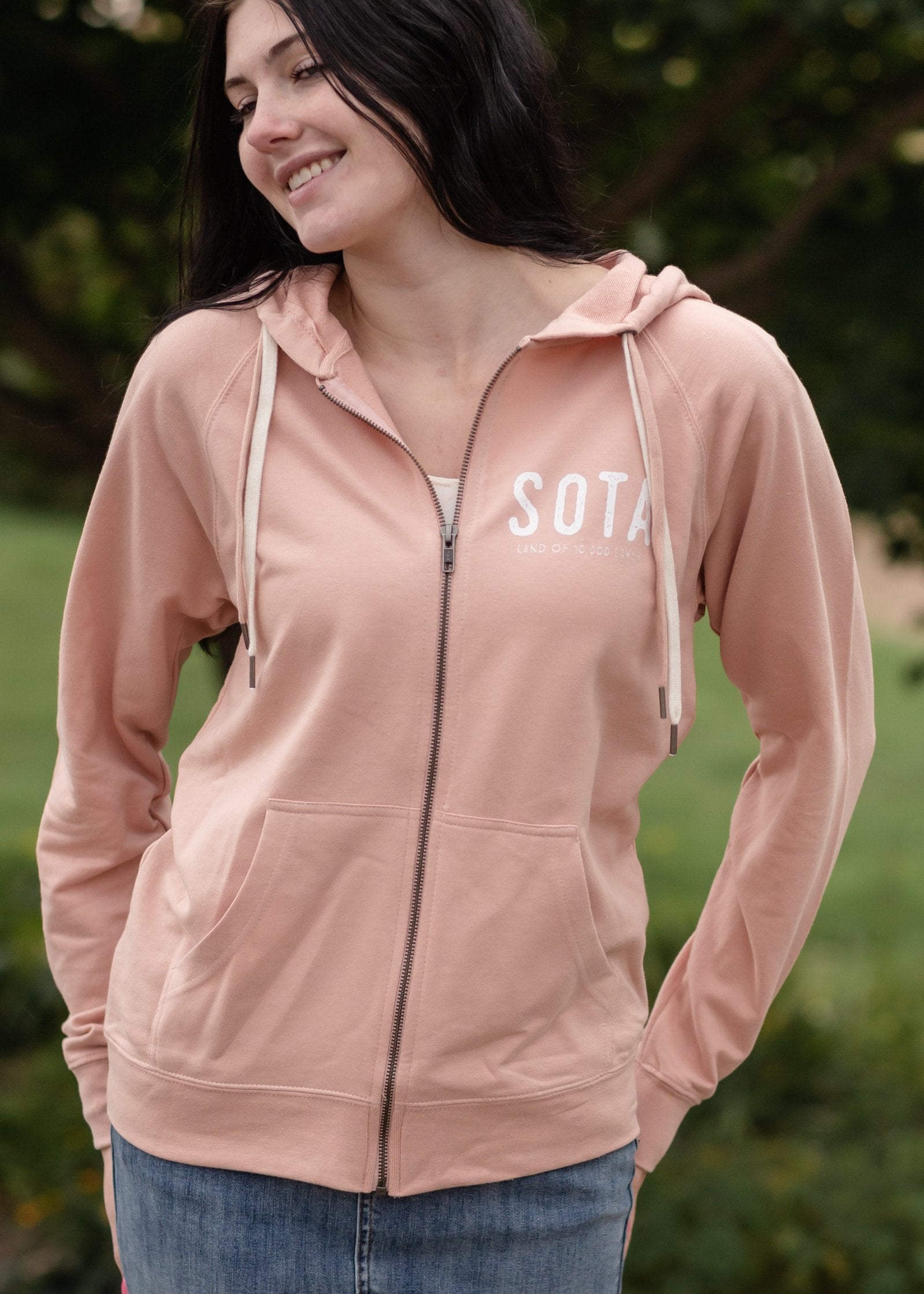 Blush Sota Zip Up Hoodie Tops Northern Print Co.