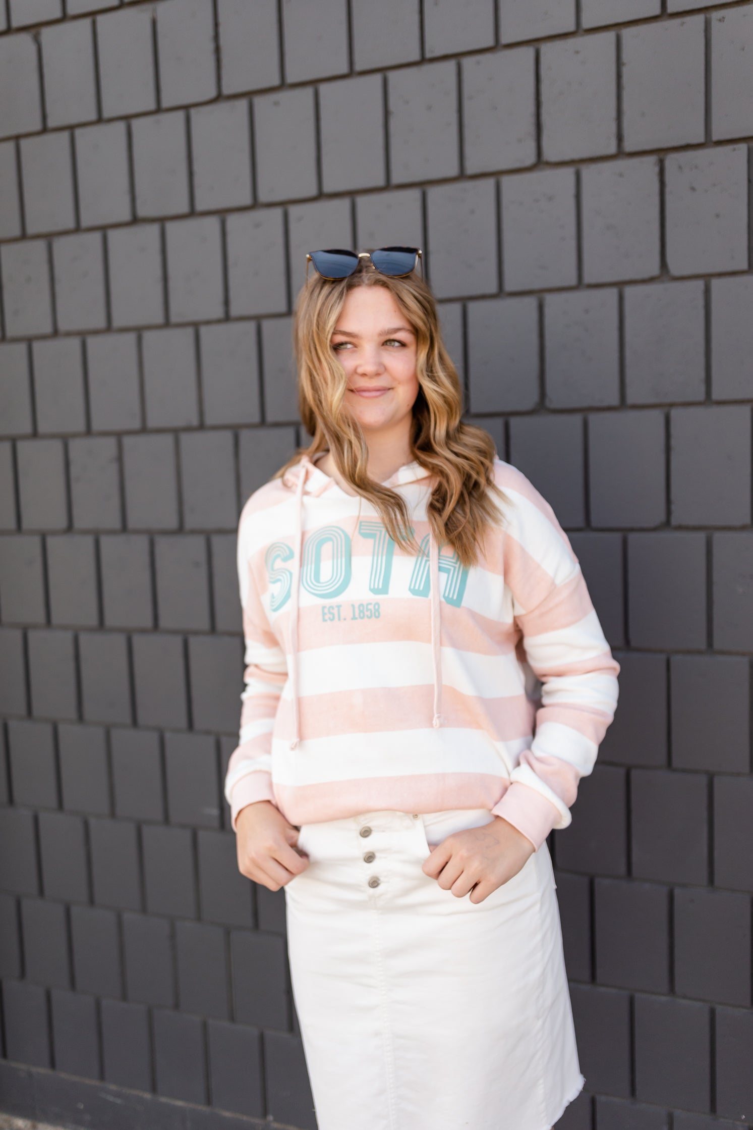 Blush Striped Sota Pullover Sweatshirt - FINAL SALE Tops