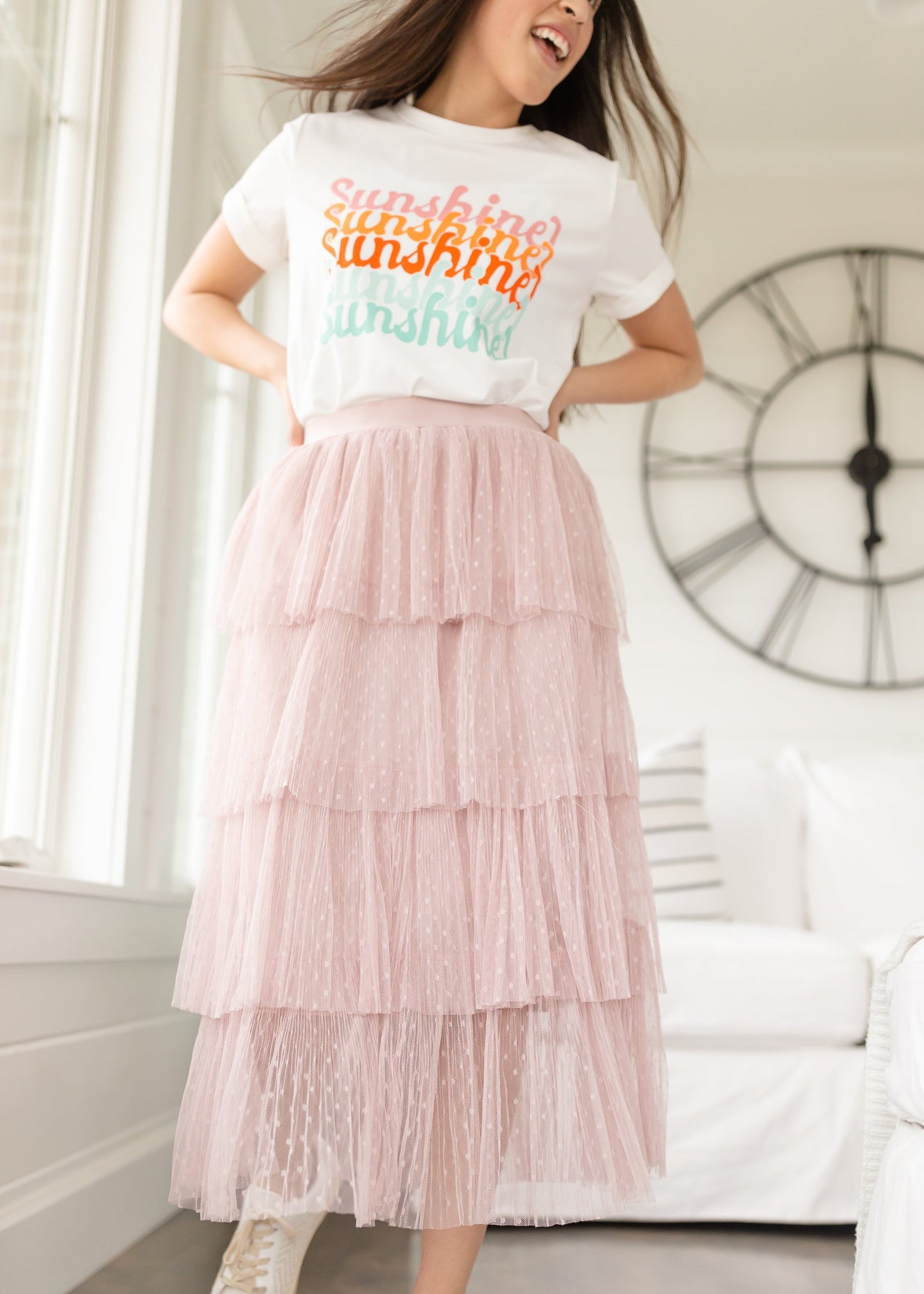 Blush Swiss Dot Tiered Midi Skirt - FINAL SALE Skirts