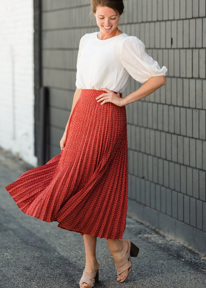 Brick Pleated Abstract Midi Skirt - FINAL SALE Skirts