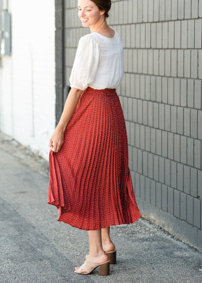 Brick Pleated Abstract Midi Skirt - FINAL SALE Skirts