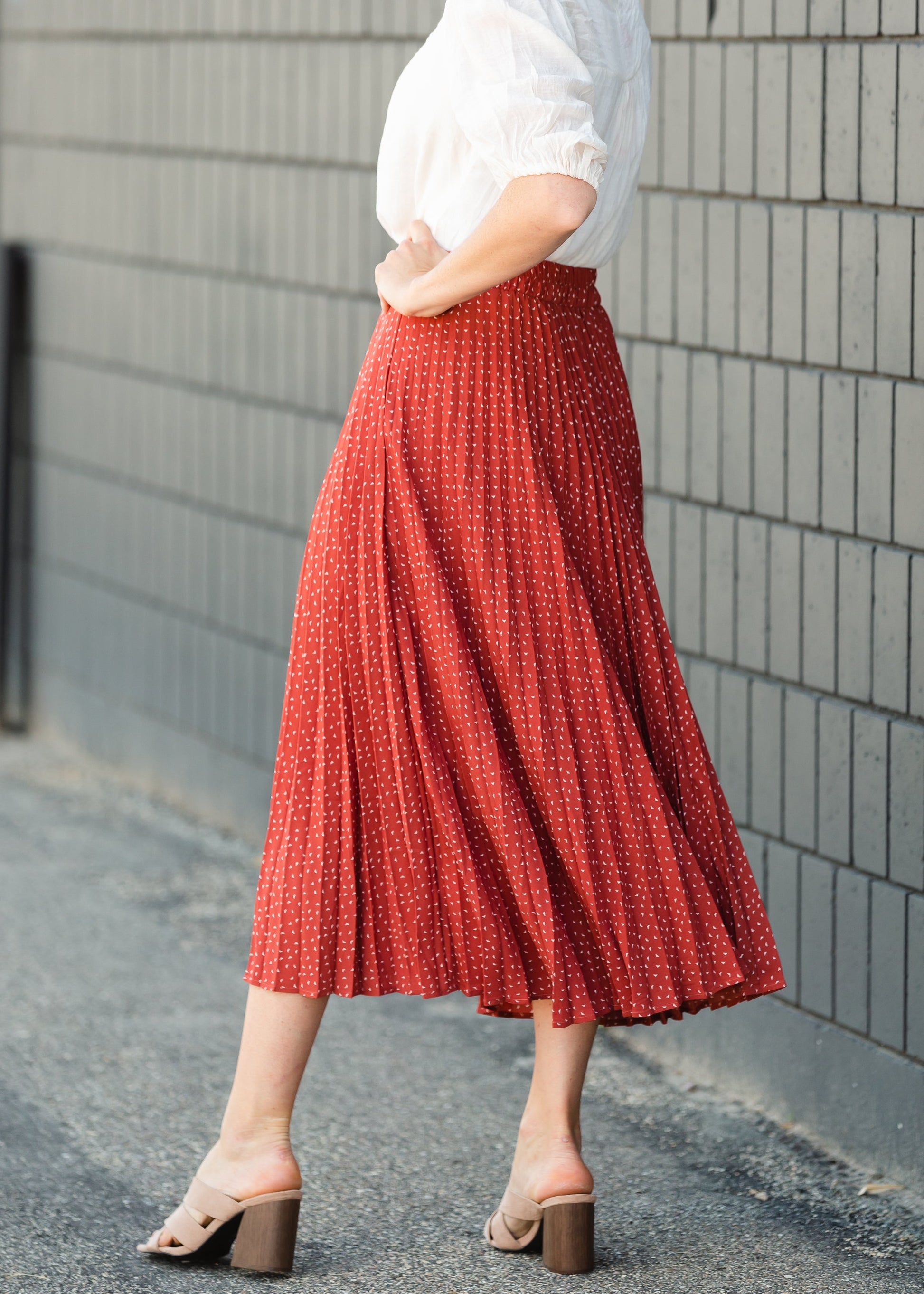 Brick Pleated Abstract Midi Skirt - FINAL SALE Skirts