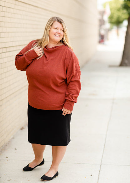 Brick Ribbed Side-Zip Knit Top Tops Hayden Los Angeles