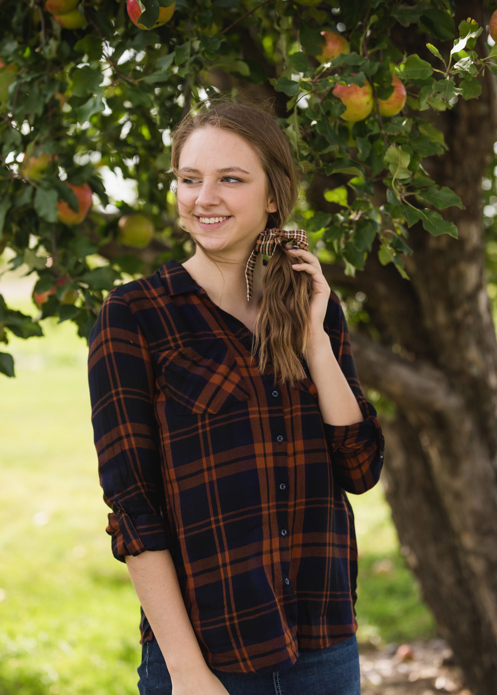 Brown Plaid Hair Scrunchie - FINAL SALE Accessories