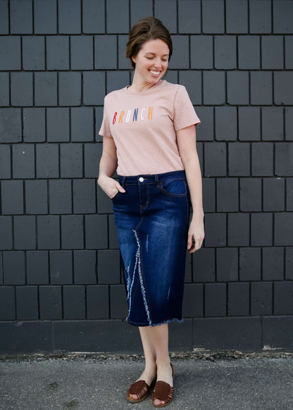 Blush colored Brunch graphic tee