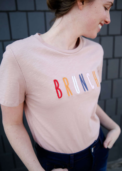 Blush colored Brunch graphic tee