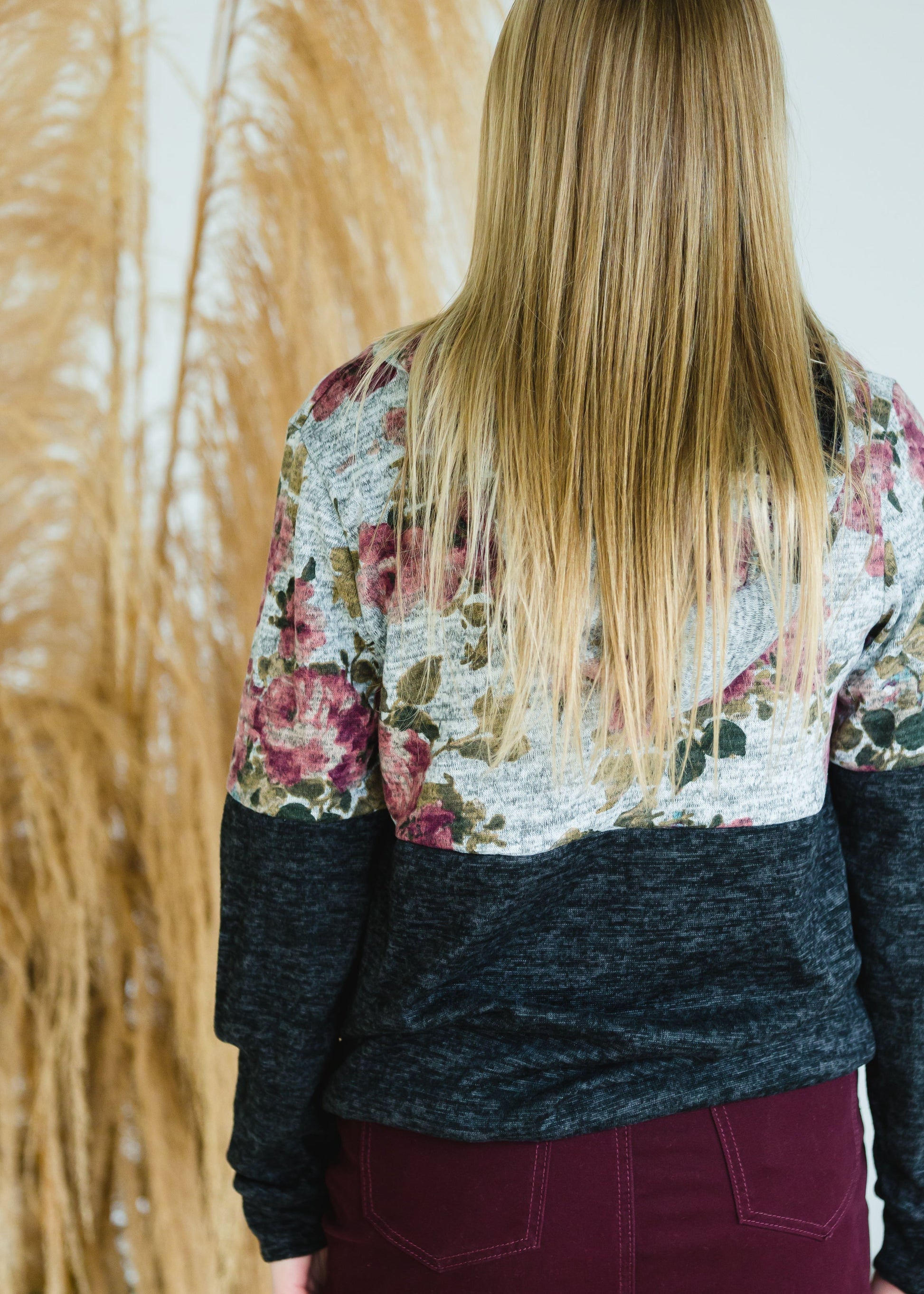 Brushed Hacci Floral Mixed Hoodie - FINAL SALE Shirt