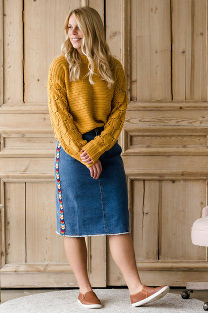 Bubble Sleeve Cable Knit Sweater - FINAL SALE Tops