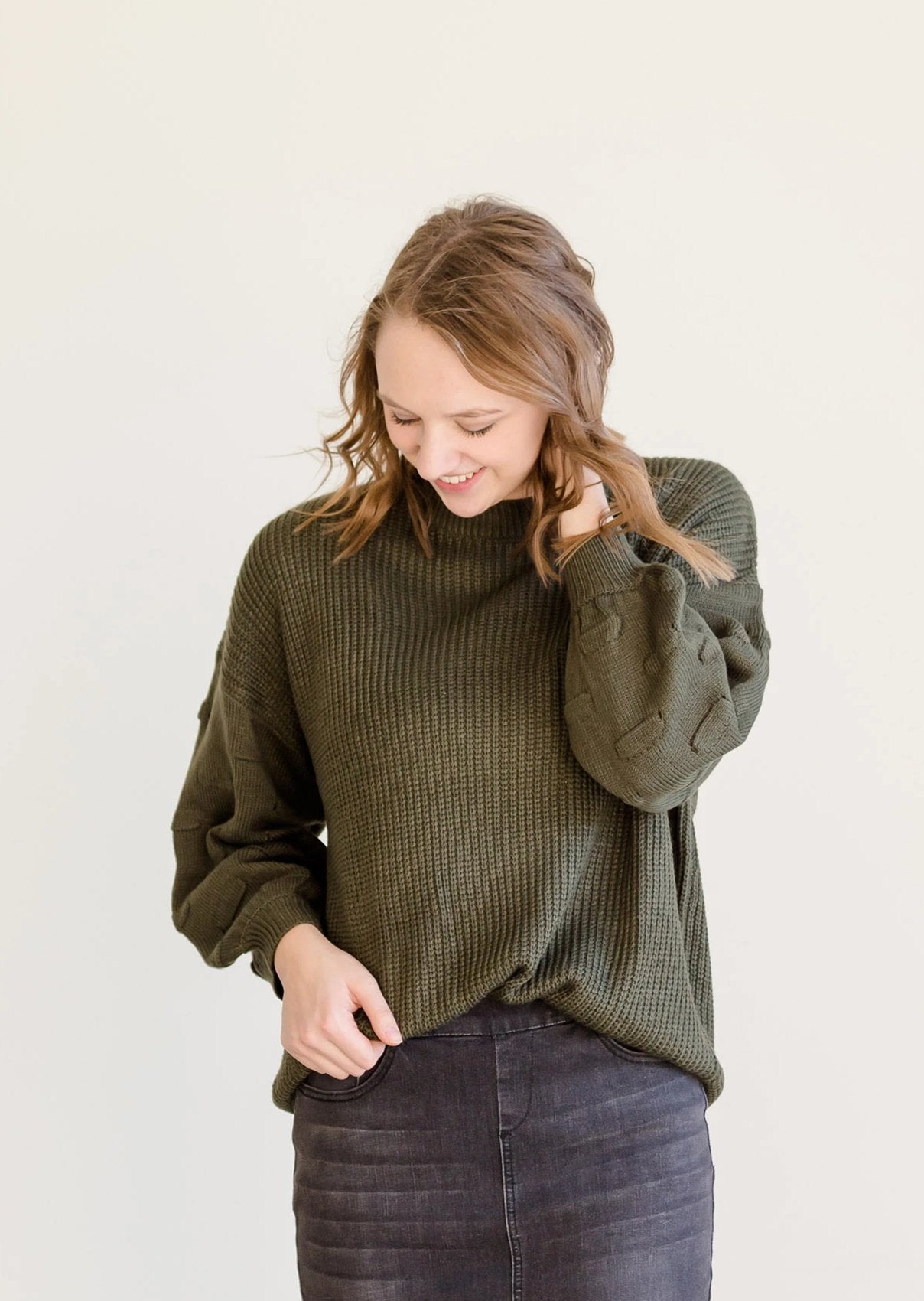 Bubble Sleeve Pullover Sweater - FINAL SALE Tops