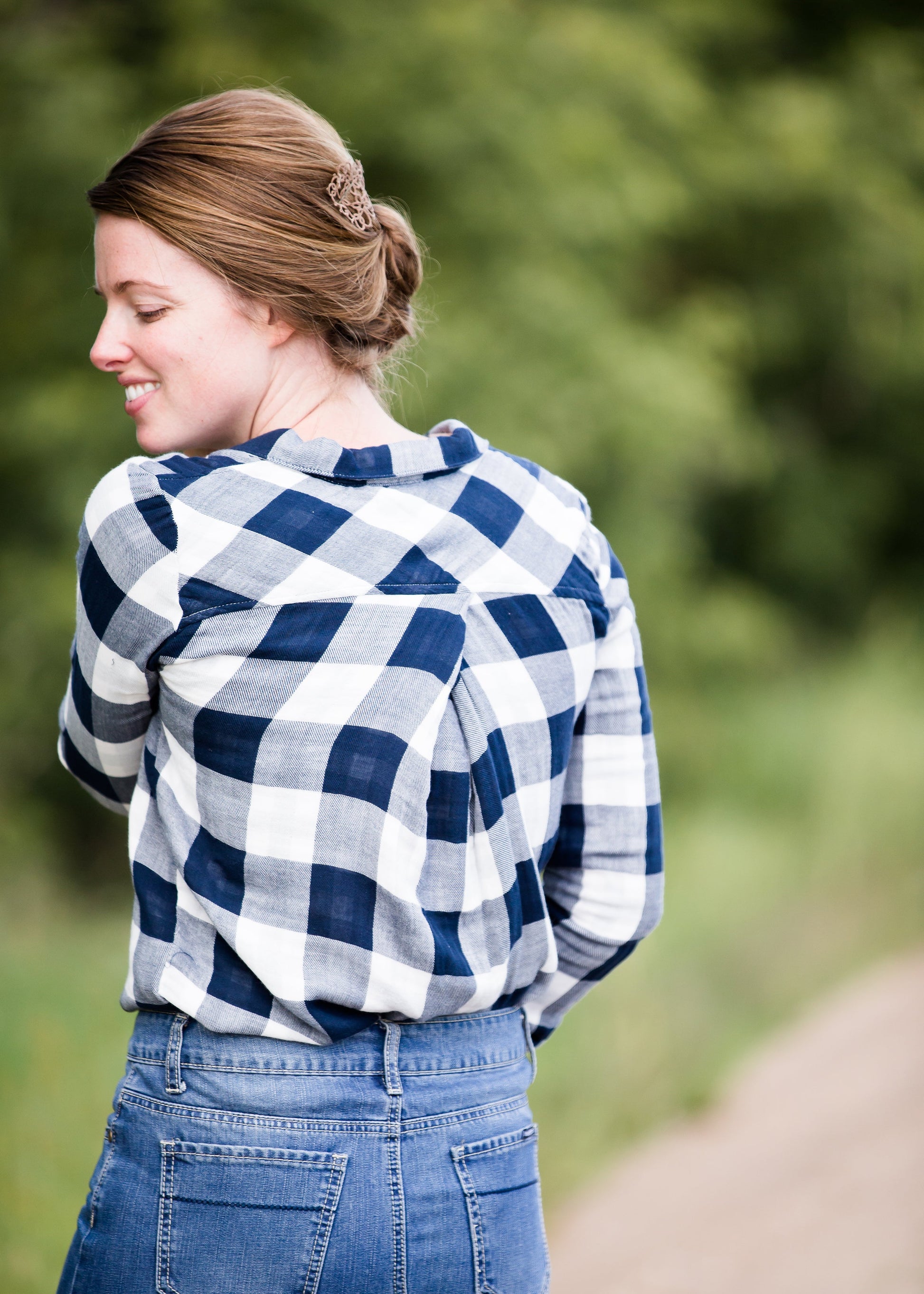 Buffalo Plaid Women's Navy Flannel Shirt