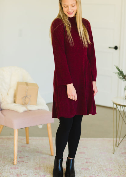 Burgundy Long Sleeve Midi Dress - FINAL SALE Dresses