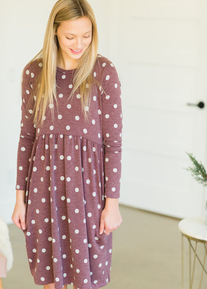 Burgundy Polka Dot Maternity Dress - FINAL SALE Dresses