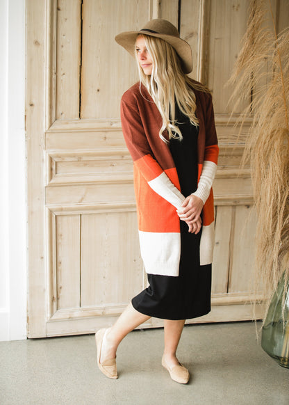 Burgundy + Rust Color Block Cardigan - FINAL SALE Shirt