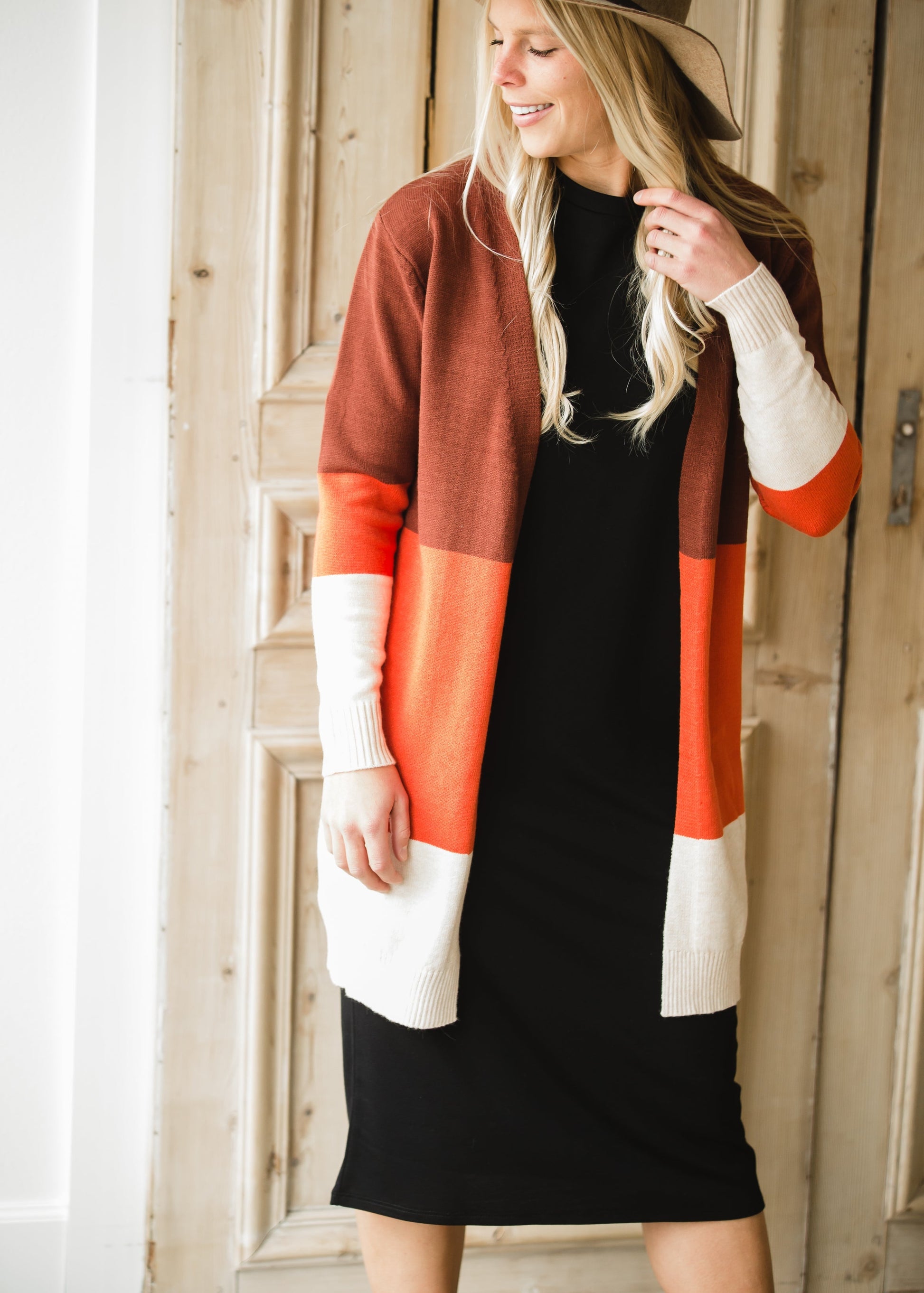 Burgundy + Rust Color Block Cardigan - FINAL SALE Shirt