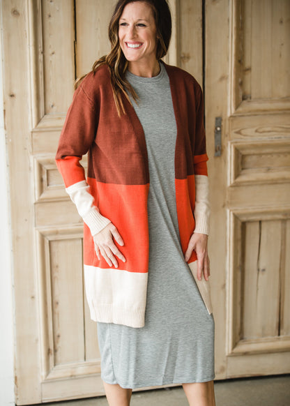 Burgundy + Rust Color Block Cardigan - FINAL SALE Shirt