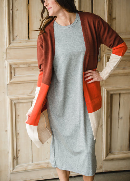 Burgundy + Rust Color Block Cardigan - FINAL SALE Shirt