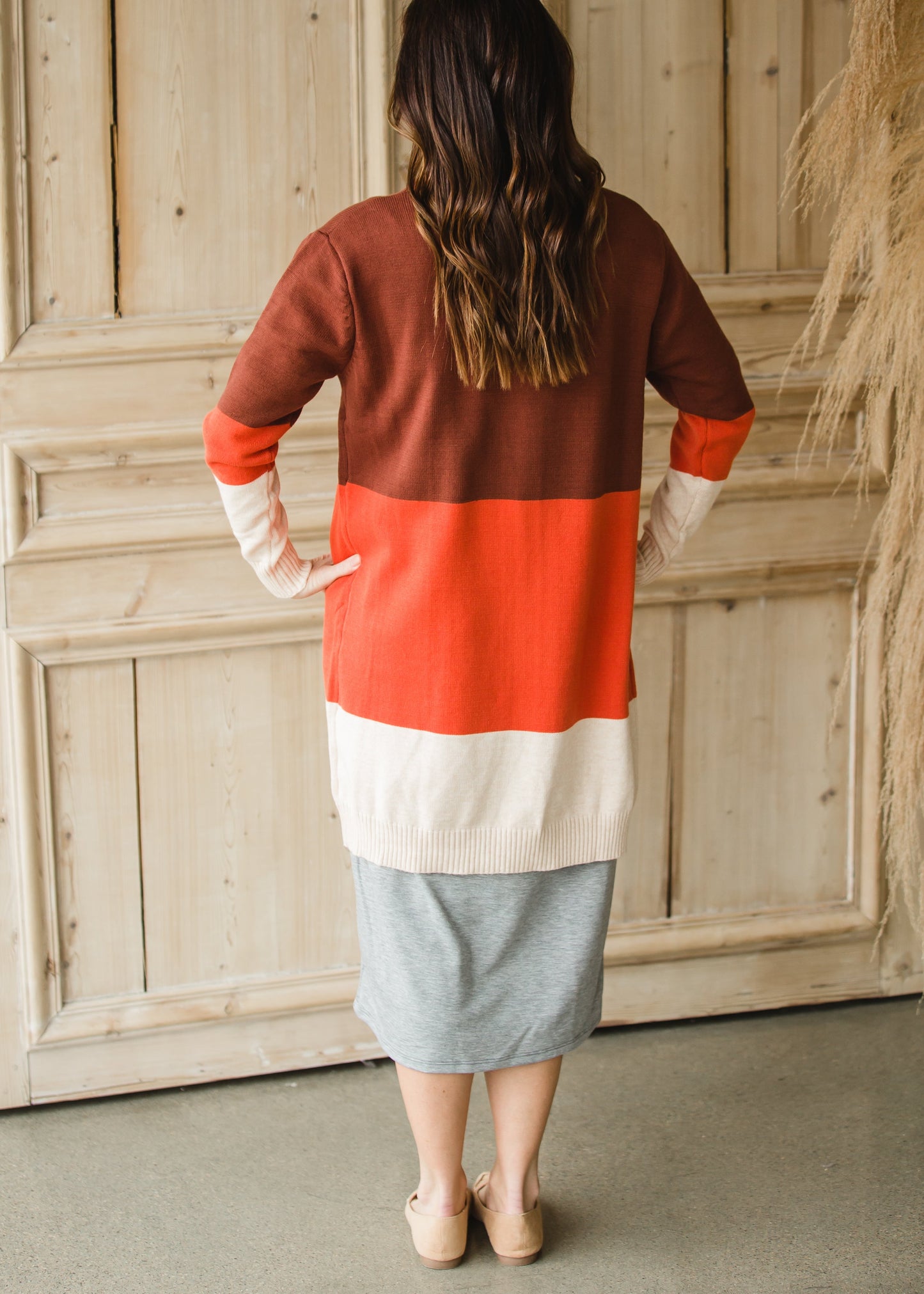 Burgundy + Rust Color Block Cardigan - FINAL SALE Shirt