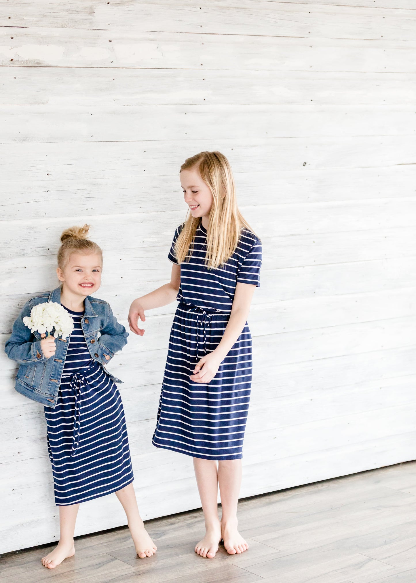 Buttery Soft Navy Striped Midi Dress Dresses