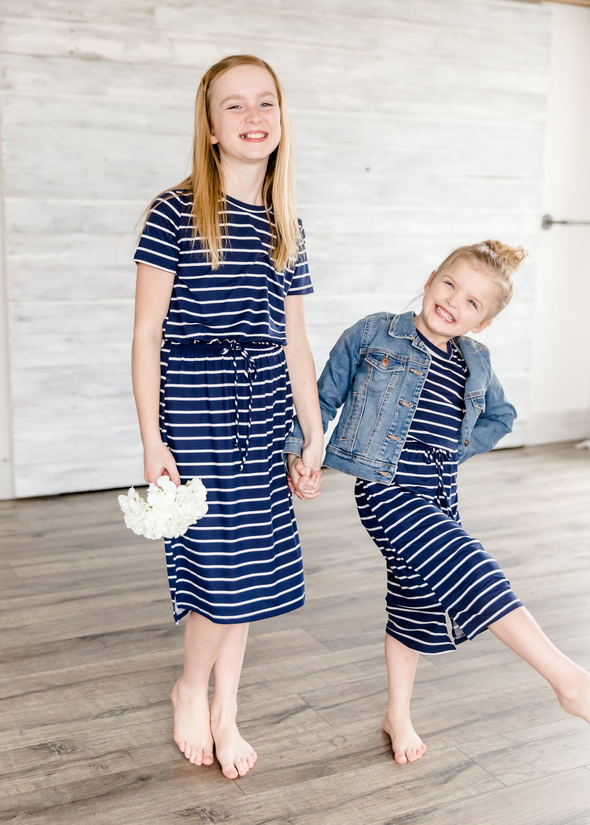 Buttery Soft Navy Striped Midi Dress Dresses