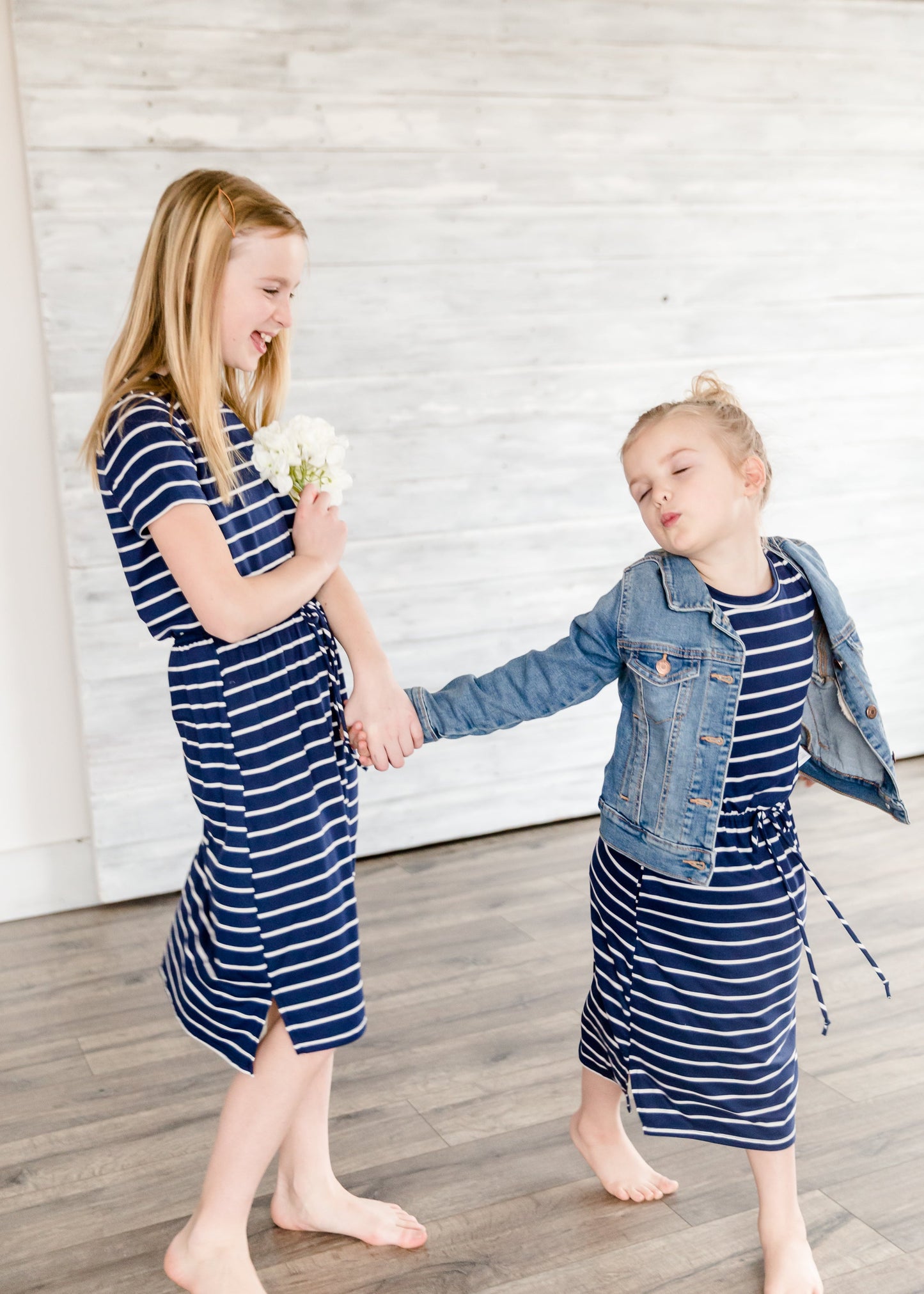 Buttery Soft Navy Striped Midi Dress Dresses