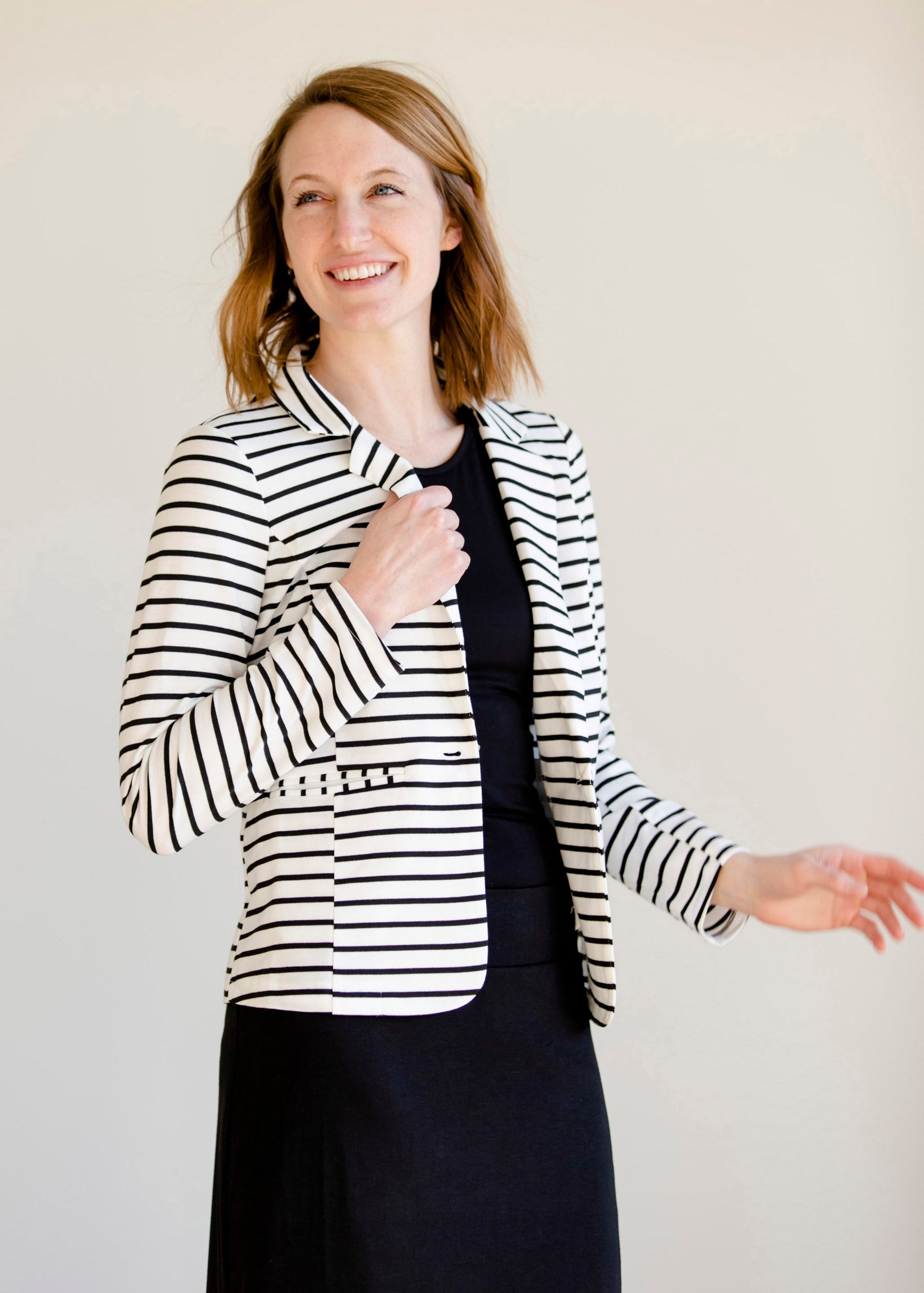 Button Front Black Striped Blazer - FINAL SALE Layering Essentials