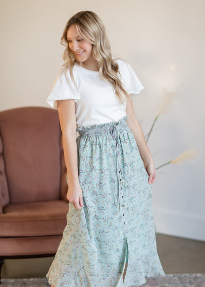 Button Front Maxi Skirt Skirts Mikarose