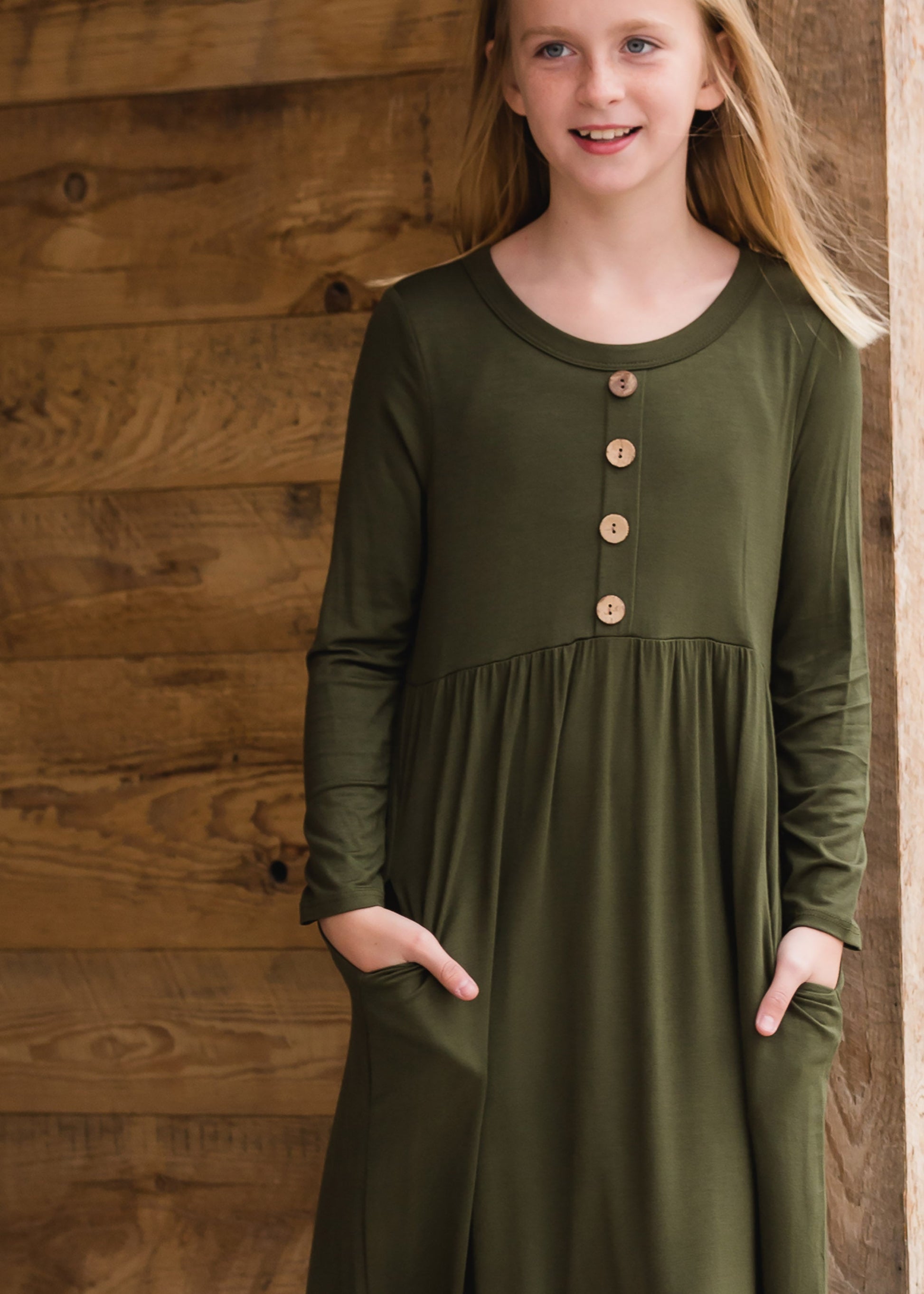 Button Front Olive Maxi Dress Dresses