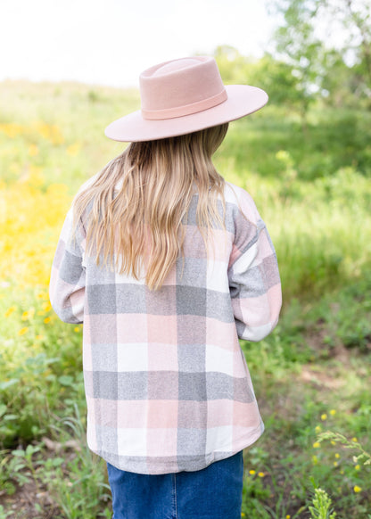 Button Up Plaid Shacket Tops