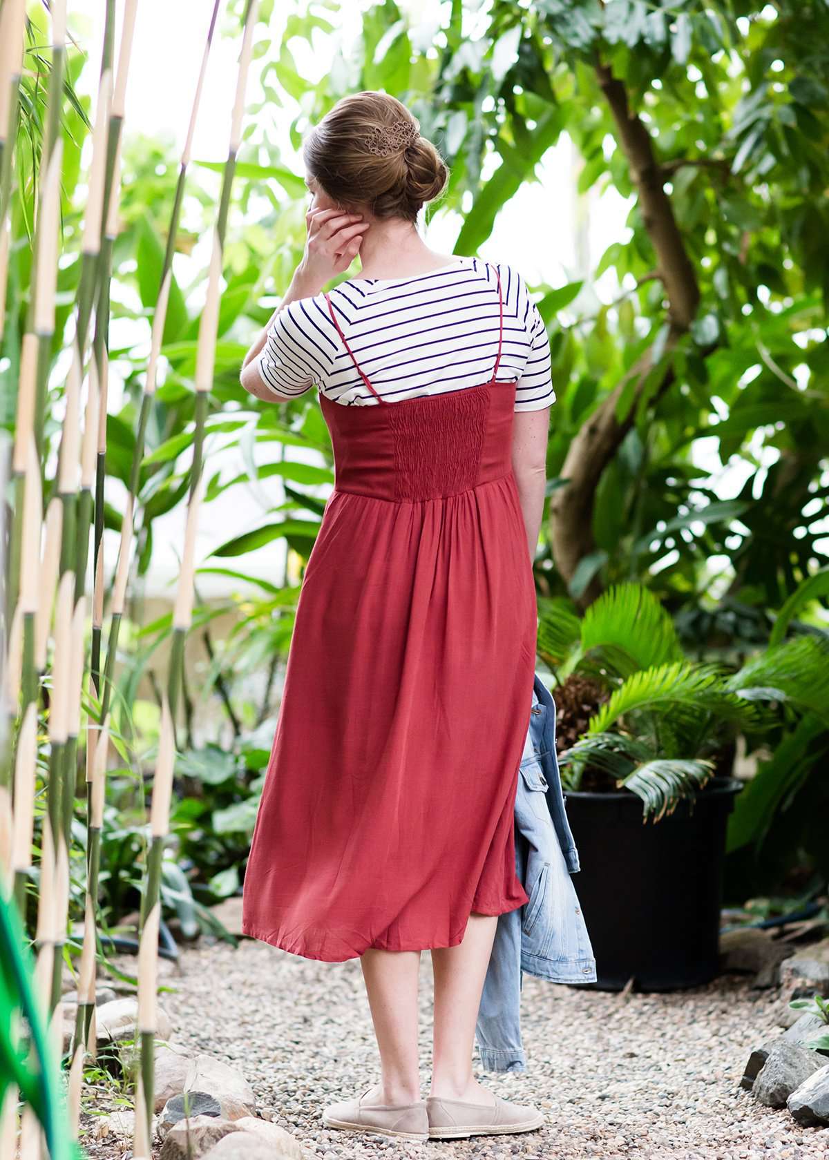 Tank style coral colored faux button midi dress