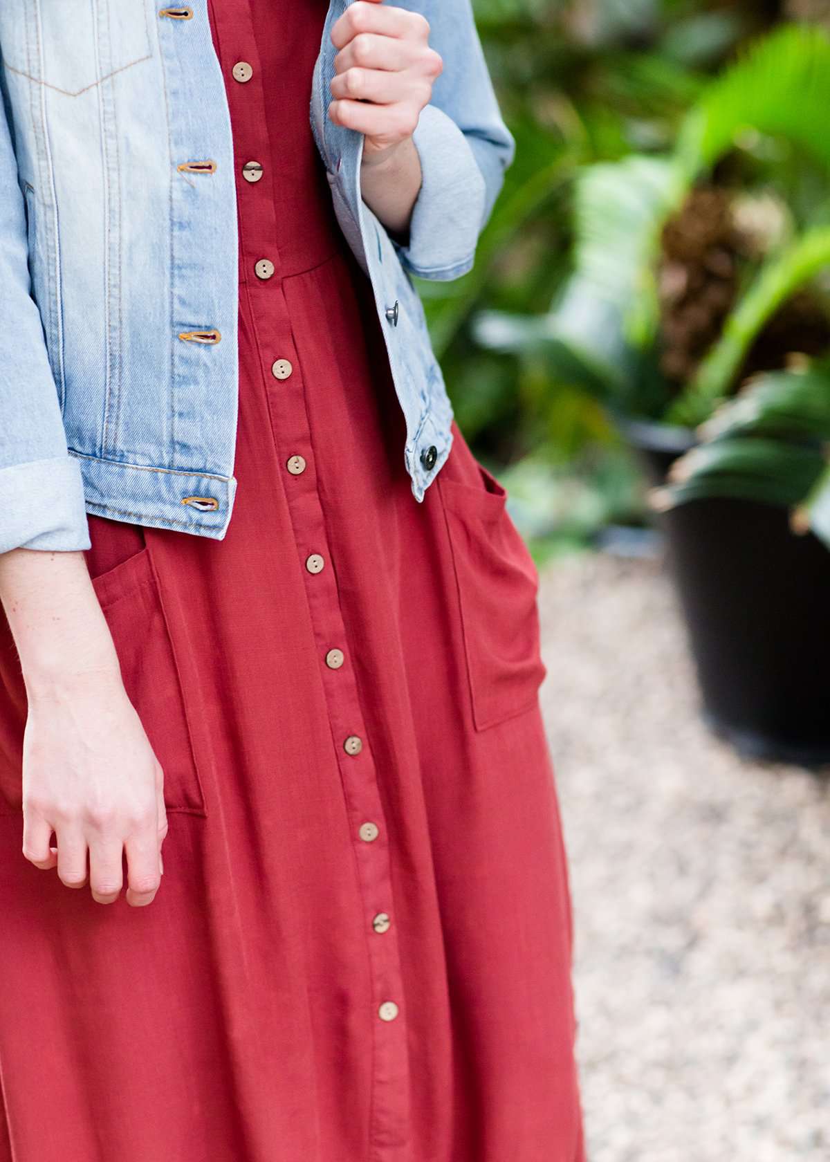 Tank style coral colored faux button midi dress