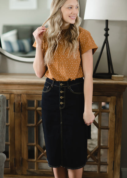 Camel Knit Polka Dot Top Tops