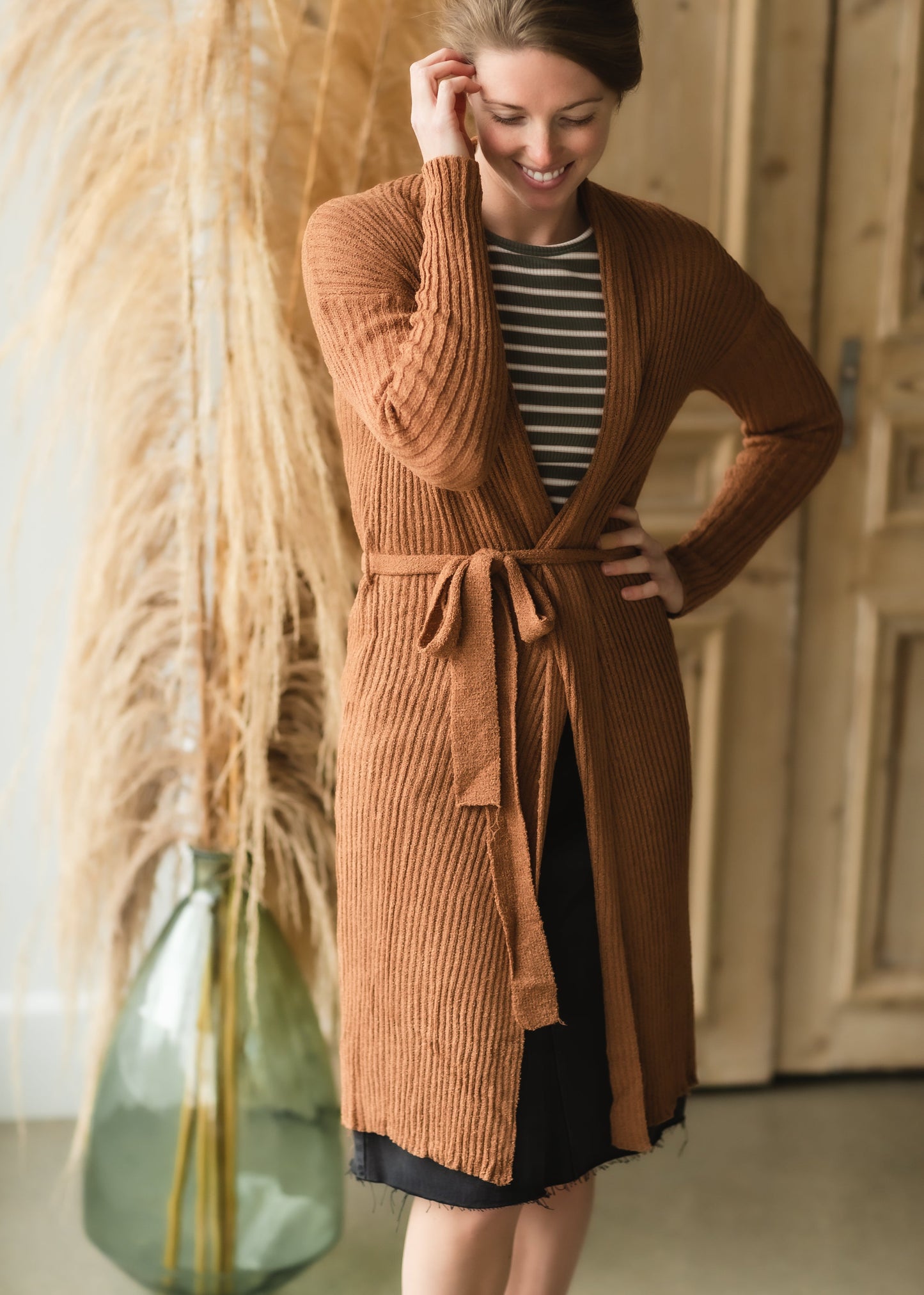 Caramel Ribbed Tie Waist Cardigan - FINAL SALE Shirt