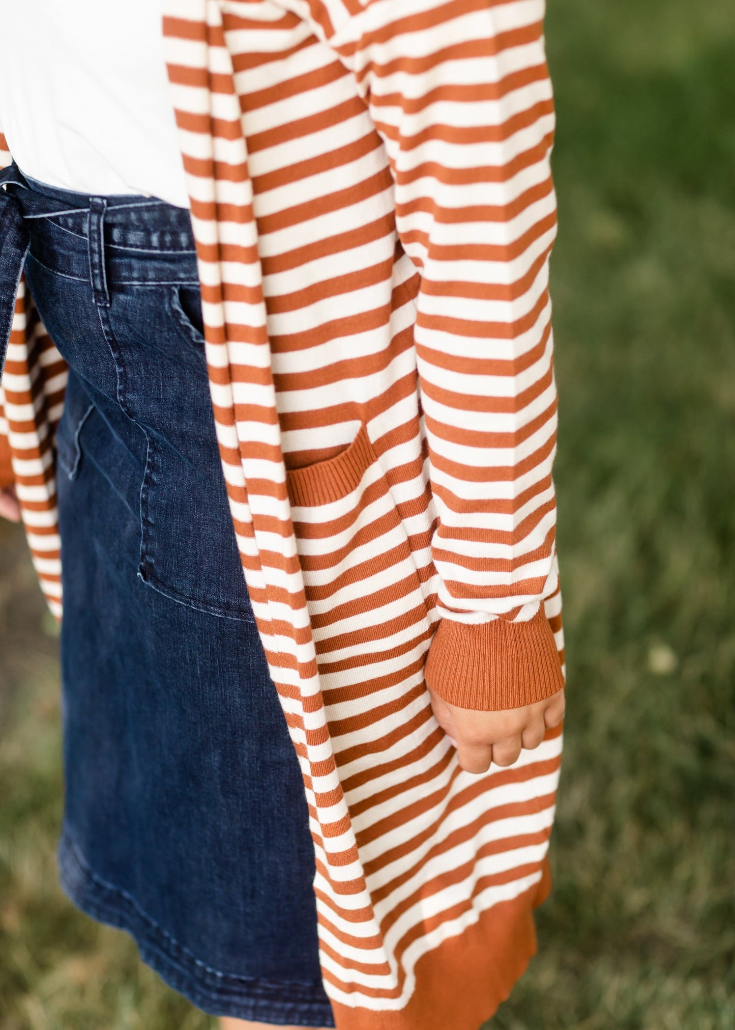 Caramel Striped Long Sleeve Cardigan - FINAL SALE Tops