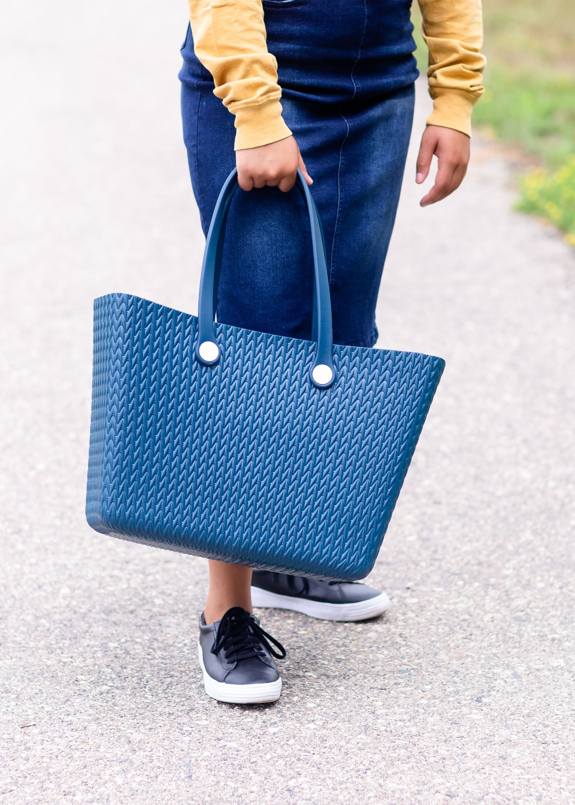 Carrie All Textured Versa Tote with Interchangeable Straps Accessories Blue