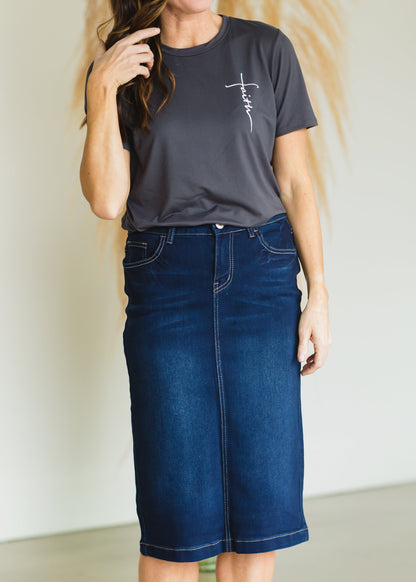 Charcoal Faith Graphic Tee - FINAL SALE Tops