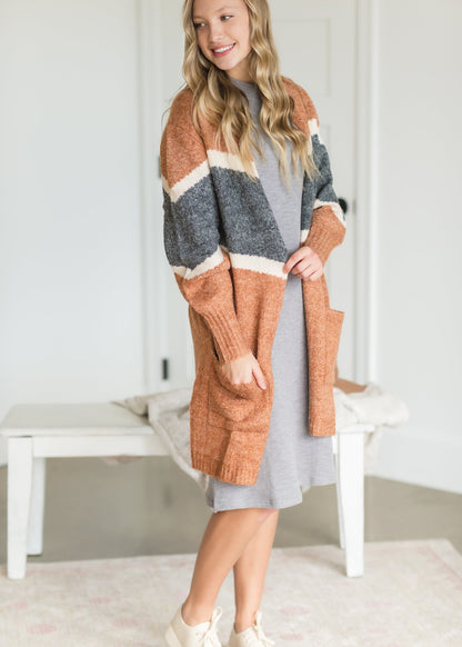 Charcoal + Rust Long Sleeve Cardigan Shirt