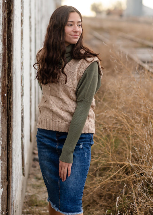 Checker Knit V Neck Sweater Vest - FINAL SALE