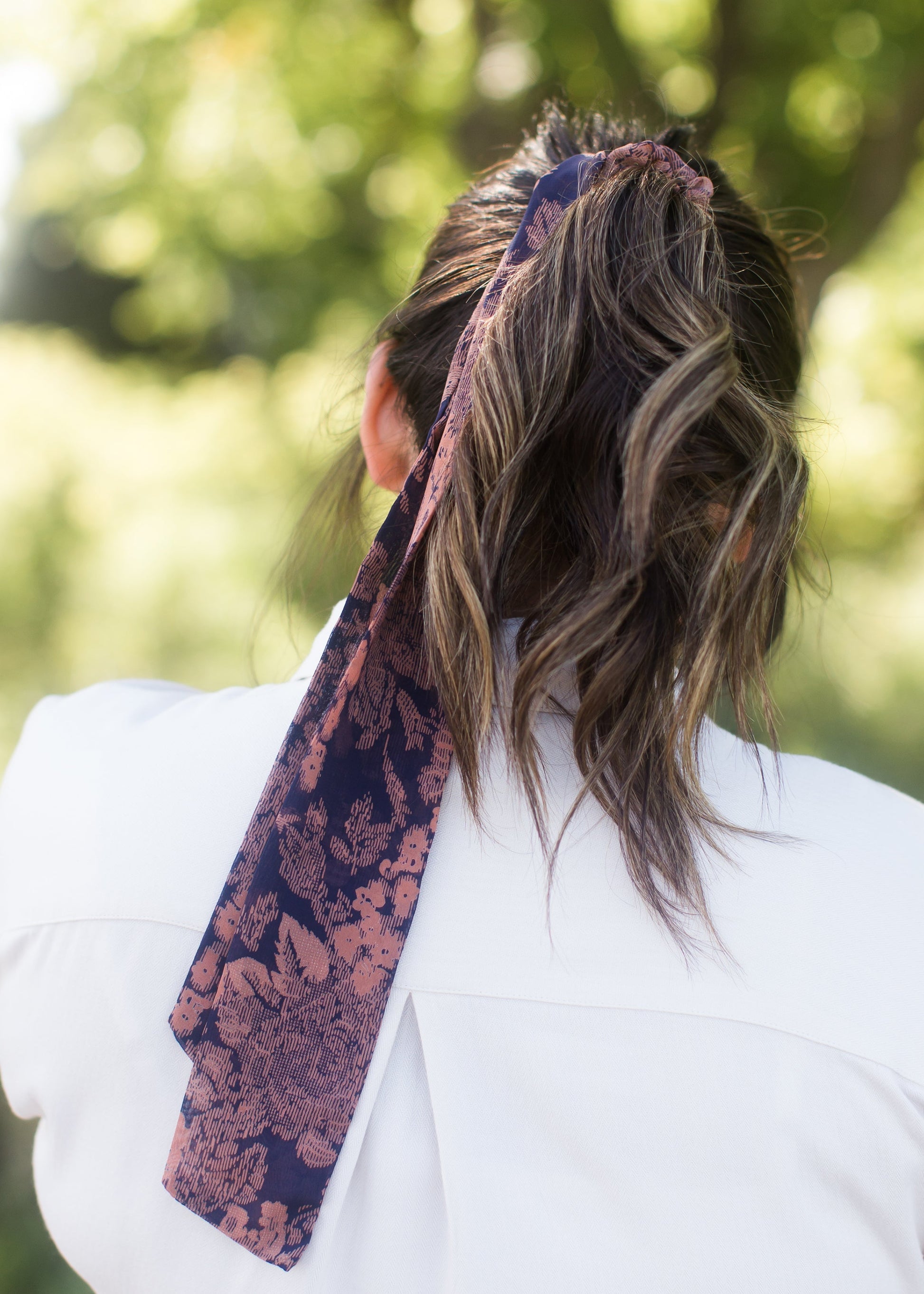 Navy floral hair scrunchie and bandana