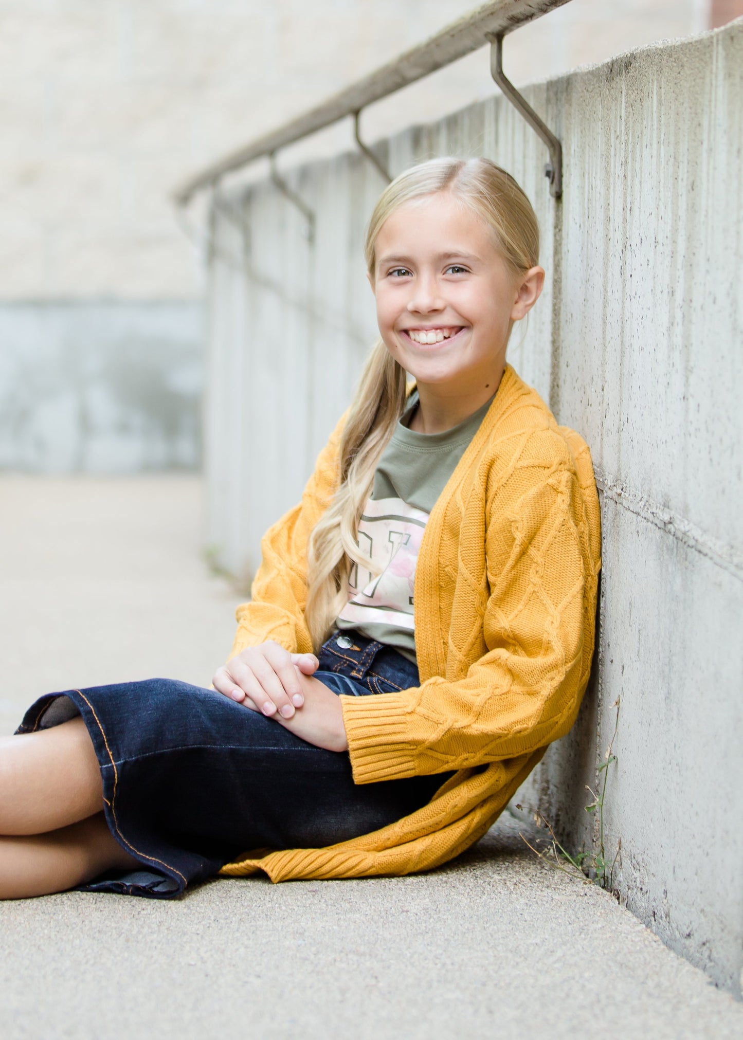 Girls modest Chunky Cable Knit Cardigan