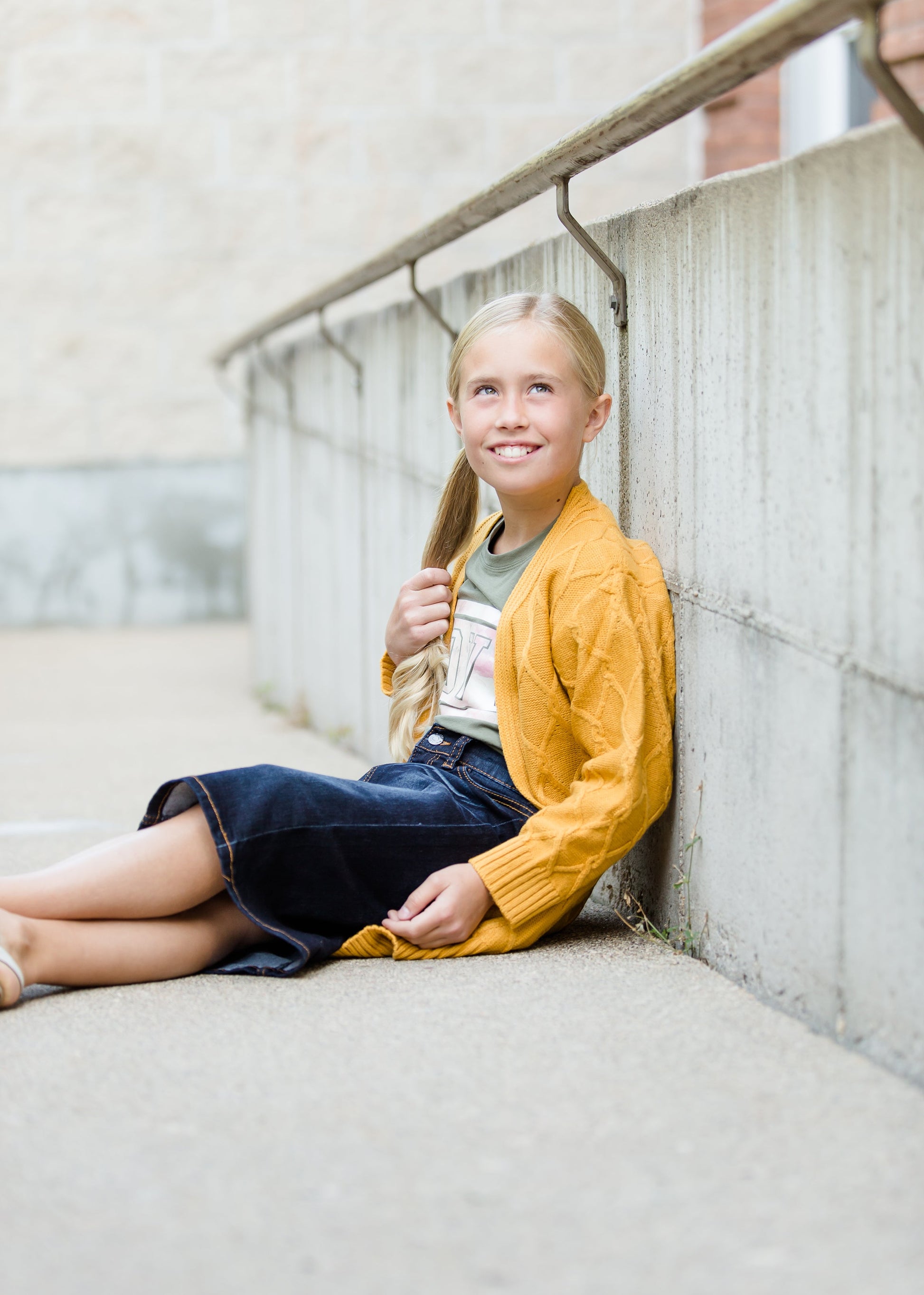 Girls modest Chunky Cable Knit Cardigan