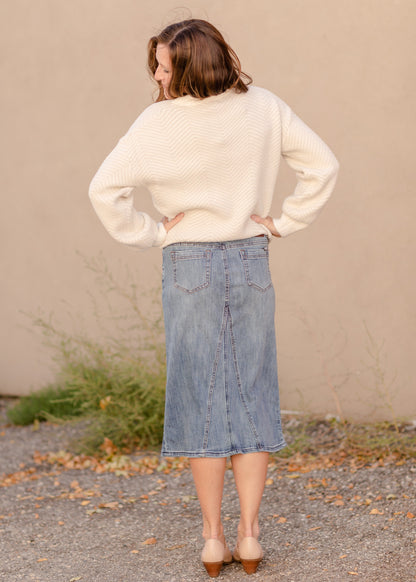 Claire Pencil Fit A-line Denim Skirt Skirts Inherit