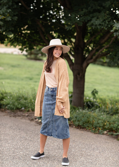 Claire Pencil Fit A-line Denim Skirt Skirts Inherit